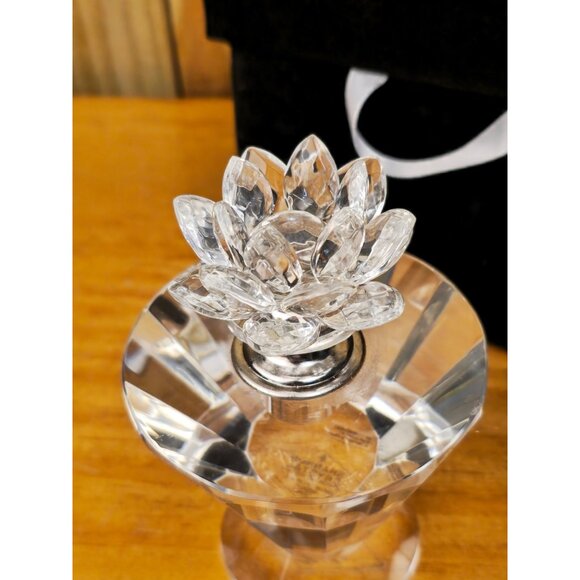 Crystal Perfume Bottle With Lotus Stopper By Shannon Crystal Godinger In Black V - Picture 9 of 16